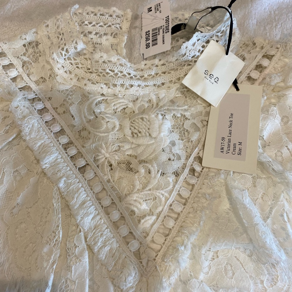 Sea NY short sleeved t shirt lace detail